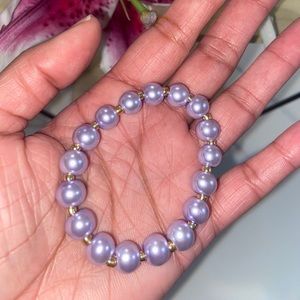 Handmade Lilac & Gold Glass Bead Bracelet